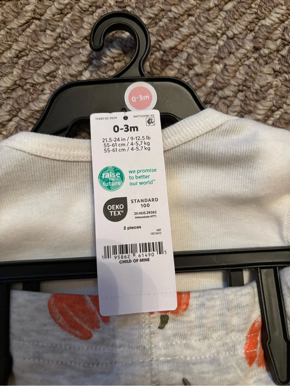 Carter's Cream Long-Sleeve Pumpkin Bodysuit with Gray Pumpkin Pants